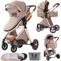 Nine point nine 2 in 1 Baby Stroller, Reversible Convertible Infant Stroller of One-Click Folding, Newborn Travel Strollers Toddler Standard Pram Carriage (225 Khaki)