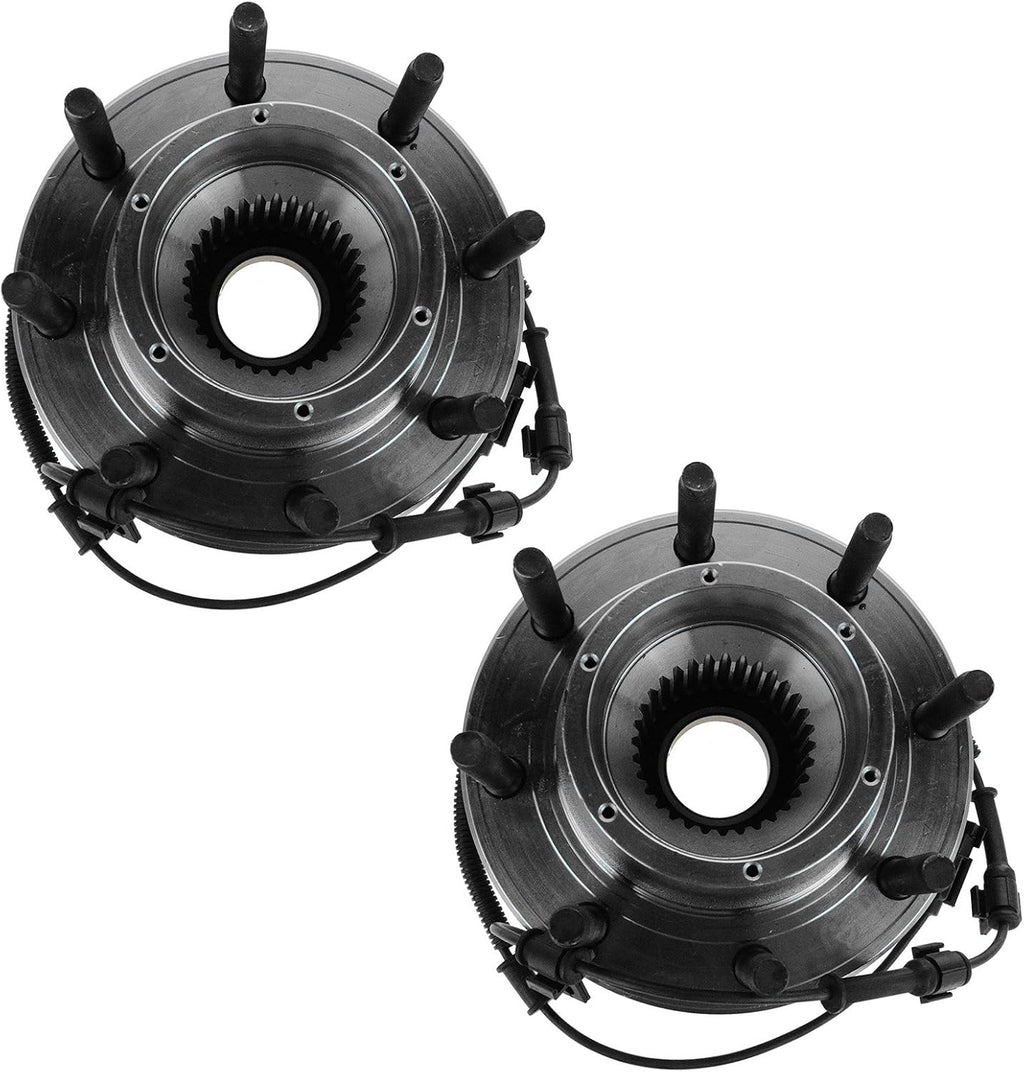 TRQ Front Left and Right Wheel Bearing and Hub Assembly 2 Piece Set for 4 Wheel Drive Single Rear Wheel Models ONLY Compatible with 2011-2016 Ford F250/F350 Super Duty 4x4 SRW