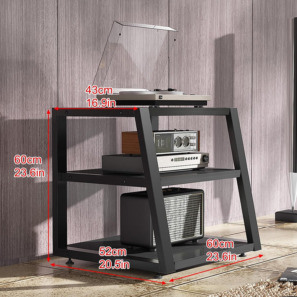 AV Cabinet Audio Rack - Media Stand & Stereo Cabinet for Home/Office/Theater - 60cm Light Brown Audio Tower for DVD Players & Media Storage