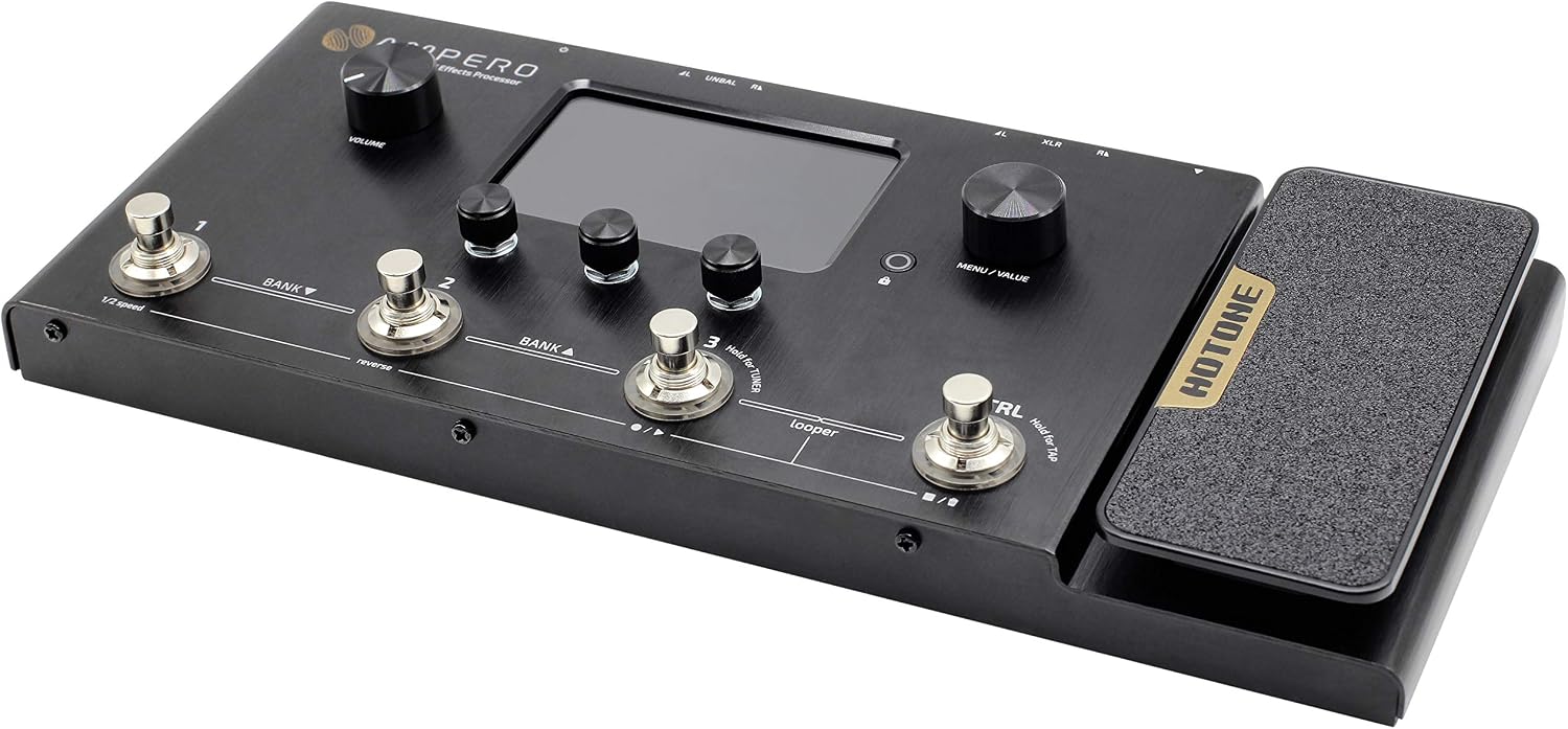 Hotone Ampero MP-100 Guitar Bass Amp Modeling IR Cabinets Simulation Multi Language Multi-Effects with Expression Pedal Stereo OTG USB Audio Interface
