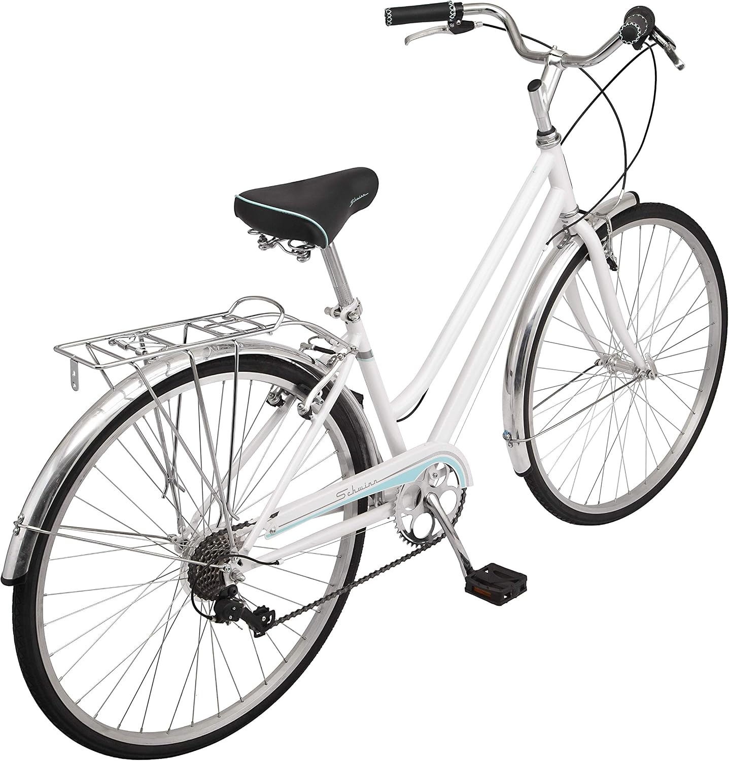 Schwinn Wayfarer Hybrid Bike, 700c Mens and Womens Bike, 7-Speed Hybrid Bicycle, Retro Steel Frame, Front and Rear Linear Pull Brakes, Fenders, Cargo Space, Adult Bicycle