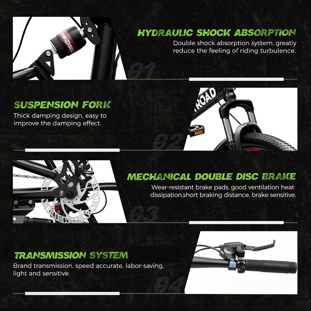 Outroad 26 Inch Folding Mountain Bike, 21 Speed Full Suspension High-Carbon Steel MTB Foldable Bicycle, Dual Disc Brake Non-Slip Folding Bikes for Adults/Men/Women, Black, Orange and Green