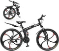 Outroad 26 Inch Folding Mountain Bike, 21 Speed Full Suspension High-Carbon Steel MTB Foldable Bicycle, Dual Disc Brake Non-Slip Folding Bikes for Adults/Men/Women, Black, Orange and Green