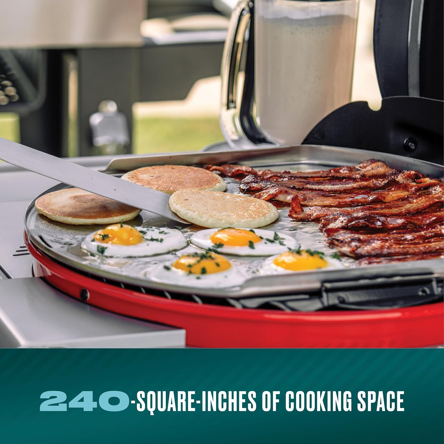 Charbroil 3-in-1 Dual Fuel Outdoor Bistro Pro Electric Grill & Griddle + Charcoal Mode BBQ, Red - 25302146
