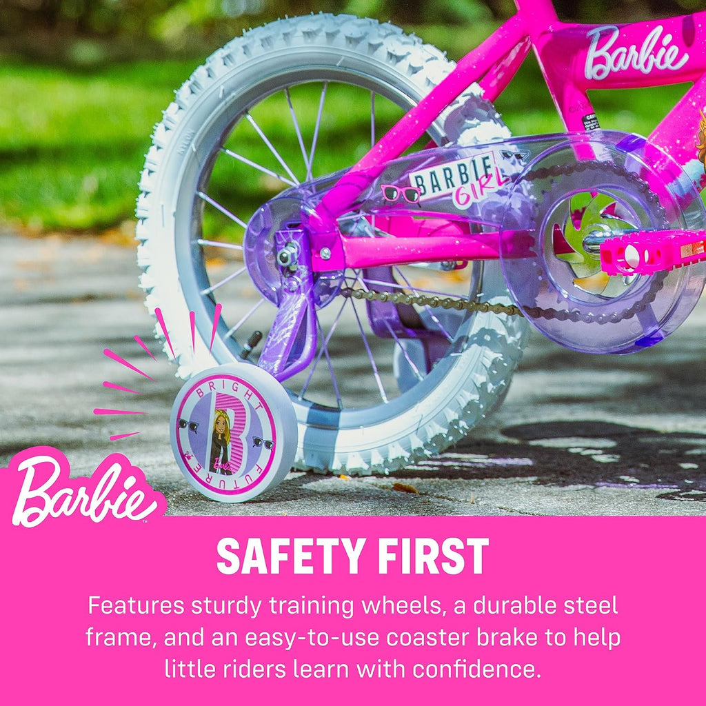 Dynacraft Barbie 12, 16, 18-inch Girls' Bike for Kids Ages 3-9 Years - Fun and Stylish Design, Sturdy and Durable, Perfect for Kids Learning to Ride, Easy to Assemble, Ideal for Young Riders