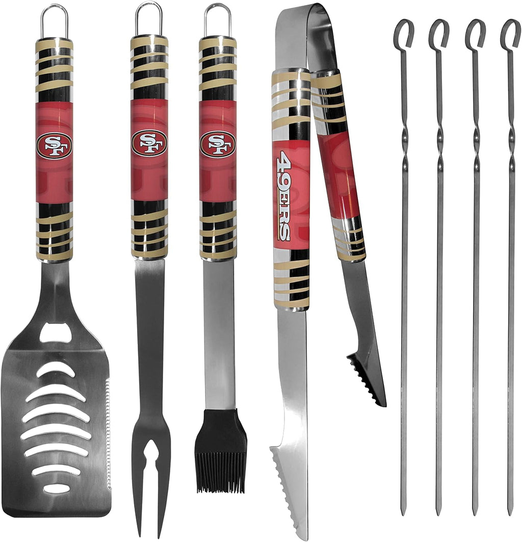 NFL Siskiyou Sports Fan Shop San Francisco 49ers Steel Tailgater BBQ Set w/Case 8 piece Gray
