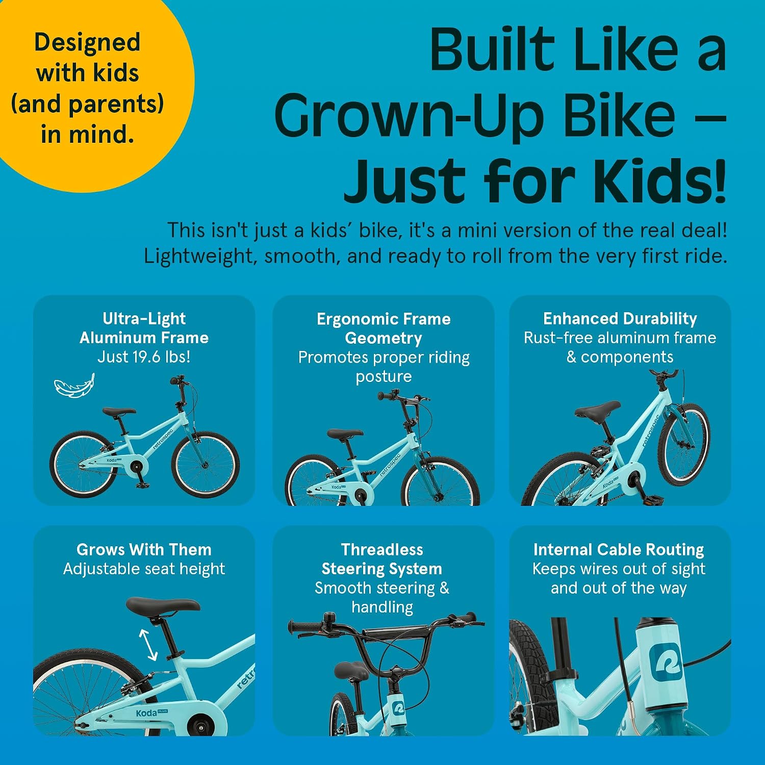 Retrospec Koda Plus Kids Bike for Boys & Girls Ages 6-8 Years - Children's Bicycle, Adjustable Seat & Handlebars