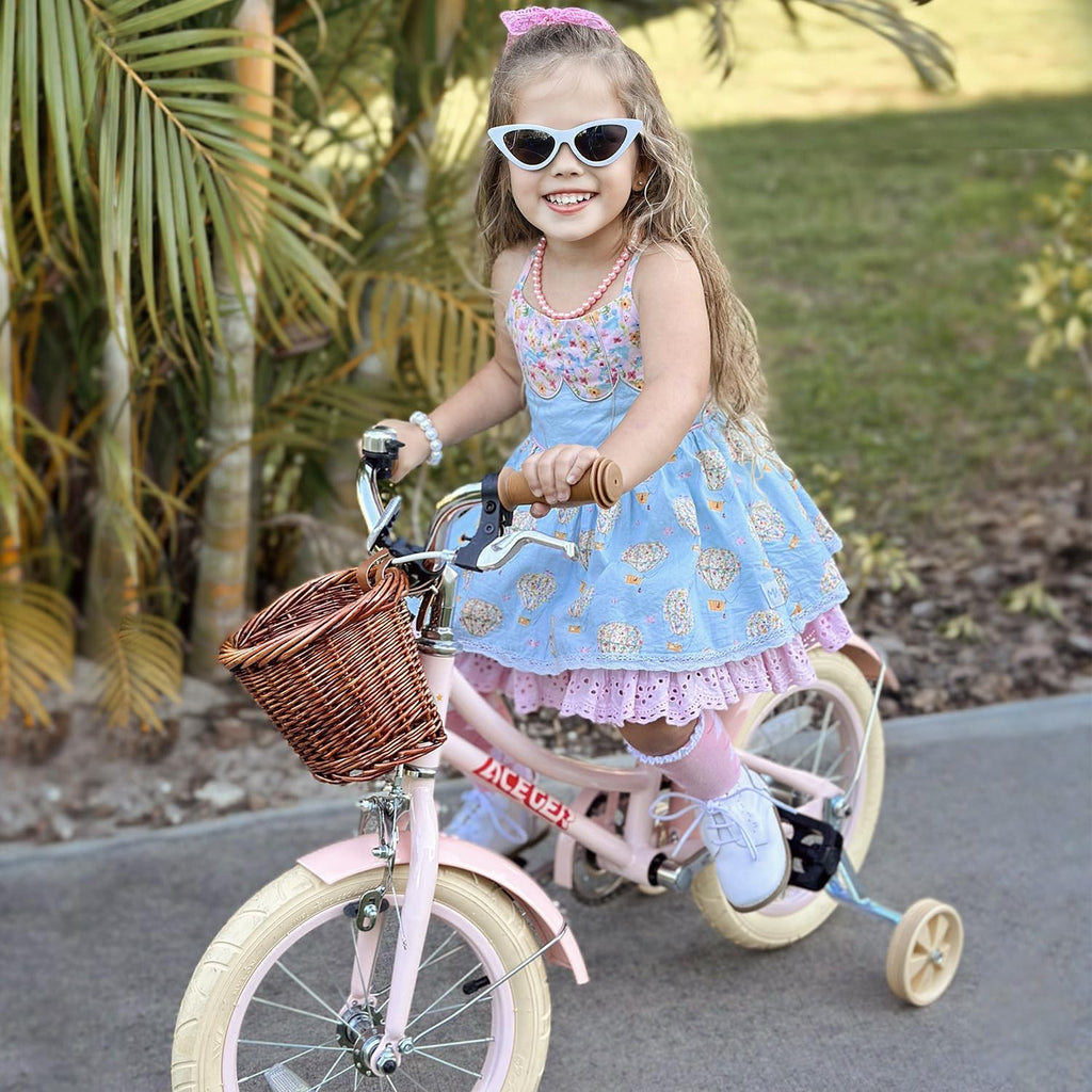 ACEGER Retro Princess Kids Bike with Basket for 3-12 Years Old Girls, Included Coaster Brake & Caliper Brake, 14 16 18 Inch with Training Wheels, 20 Inch with Kickstand, Vintage Bicycle for Gifts.