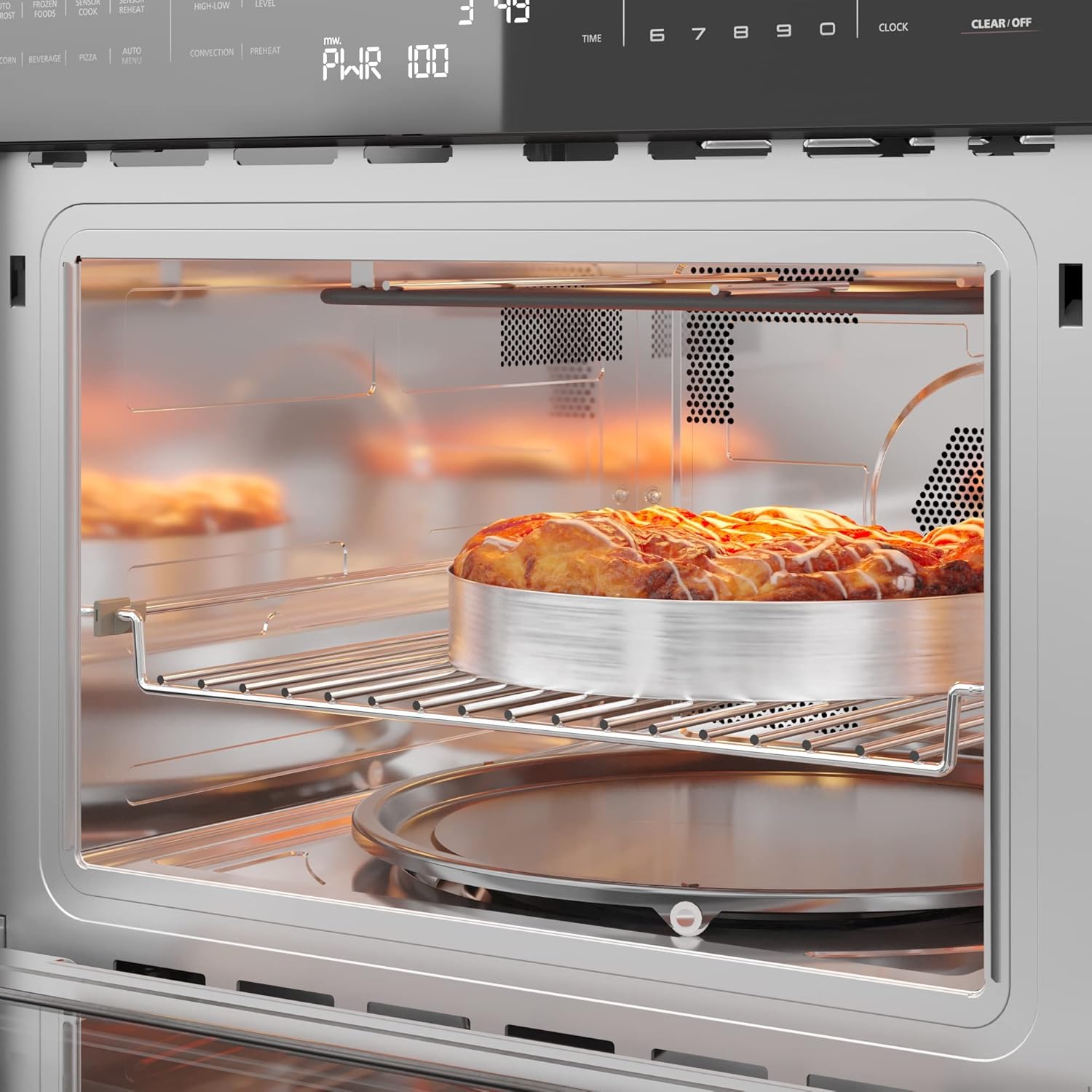 KoolMore 24 Inch Built-in Convection Oven and Microwave Combination with Broil, Soft Close Door, 1000 Watt Power, Stainless Steel Finish, Touch Control LCD Display (KM-CWO24-SS)