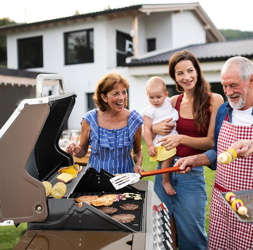 Royal Gourmet GA6402C 6-Burner Propane Gas Grill with Sear Burner and Side Burner, 74,000 BTUs, Cabinet Style Outdoor BBQ Grill for Barbecue Grilling & Backyard Cooking, Coffee