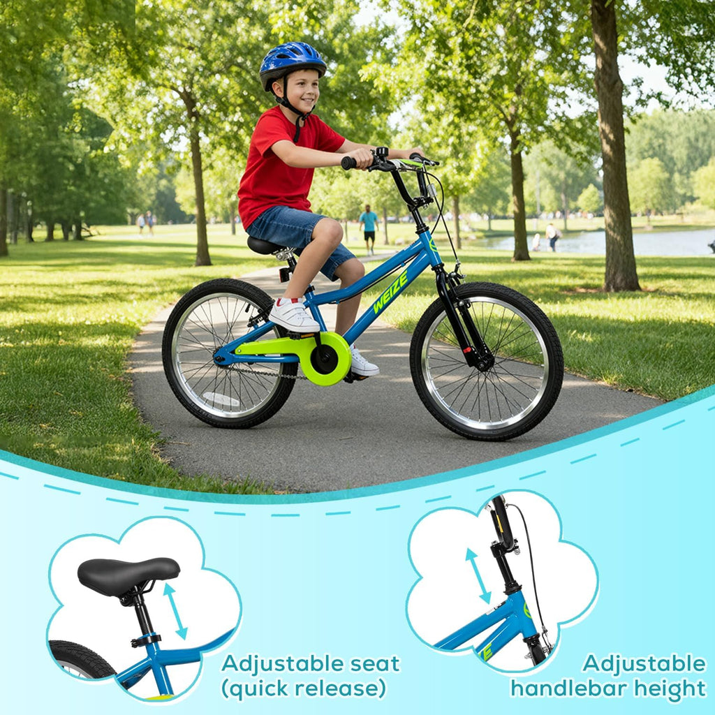 WEIZE Kids Bike, Children Bicycle for Boys & Girls Ages 4-12 Years Old, Rider Height 41-62 Inch, Adjustable Seat & Handlebars, Coaster Brake, Multiple Color Options