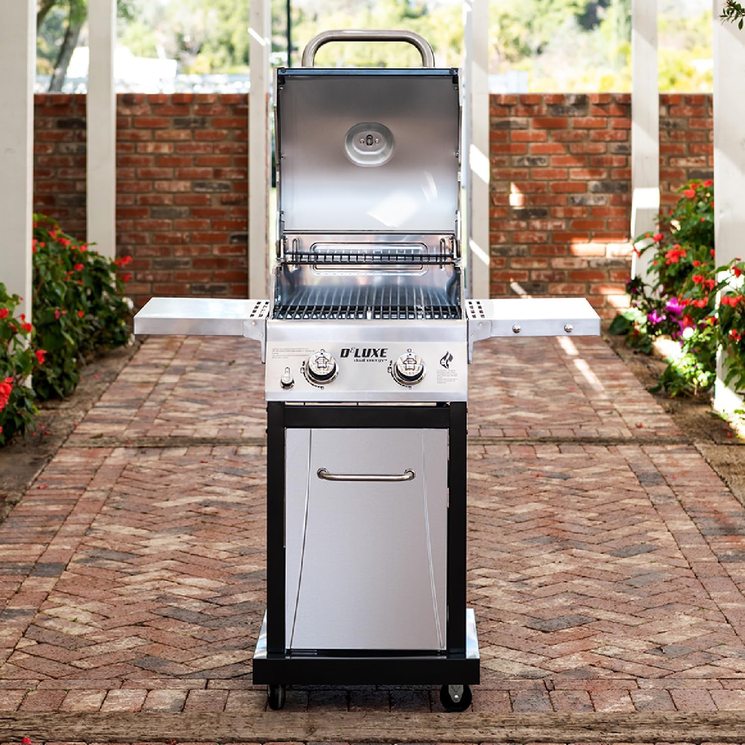 Nexgrill Deluxe 2-Burner Gas Grill with 401 SQ In Grate, 28000 BTUs, Stainless Steel Control Panel & Foldable Side Table, Propane BBQ Grill for Outdoor Cooking, Patios, Backyards and More - 720-0864RA