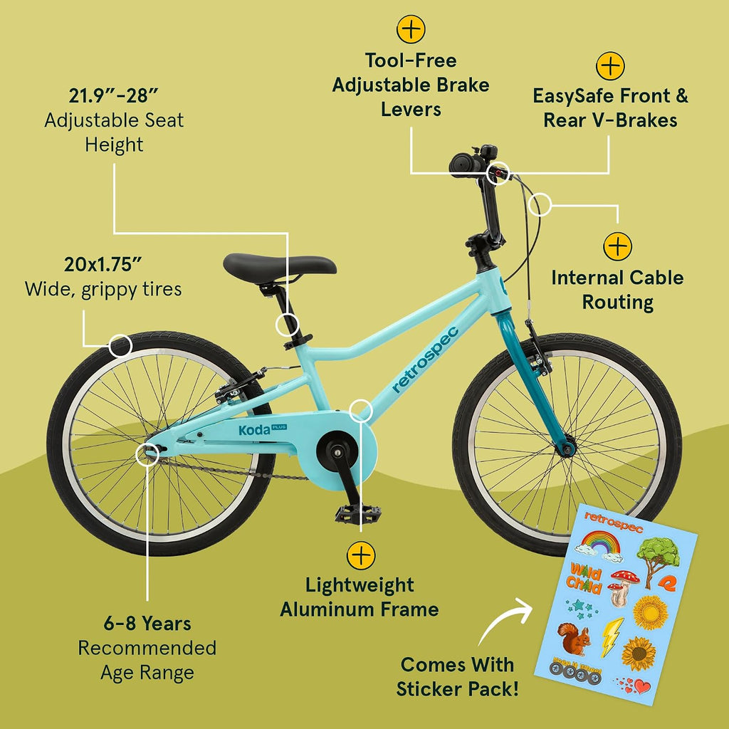 Retrospec Koda Plus Kids Bike for Boys & Girls Ages 6-8 Years - Children's Bicycle, Adjustable Seat & Handlebars