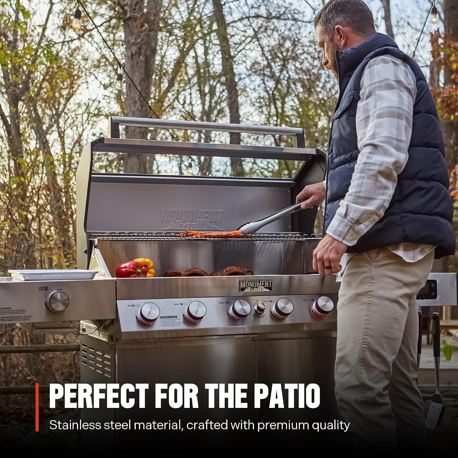 Monument Grills Denali Series, 6-Burner Convertible Natural Gas Smart bbq Grill Stainless Steel Denali 605 with BBQ Cover (Without Conversion Kit)