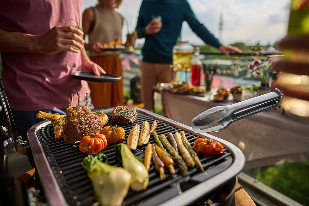 Weber Lumin Portable Electric Grill, Black – High‑Heat Outdoor BBQ Reaching 600°F for Searing, Smoking, Steaming & Warming – Ideal for Samll Spaces & Travel