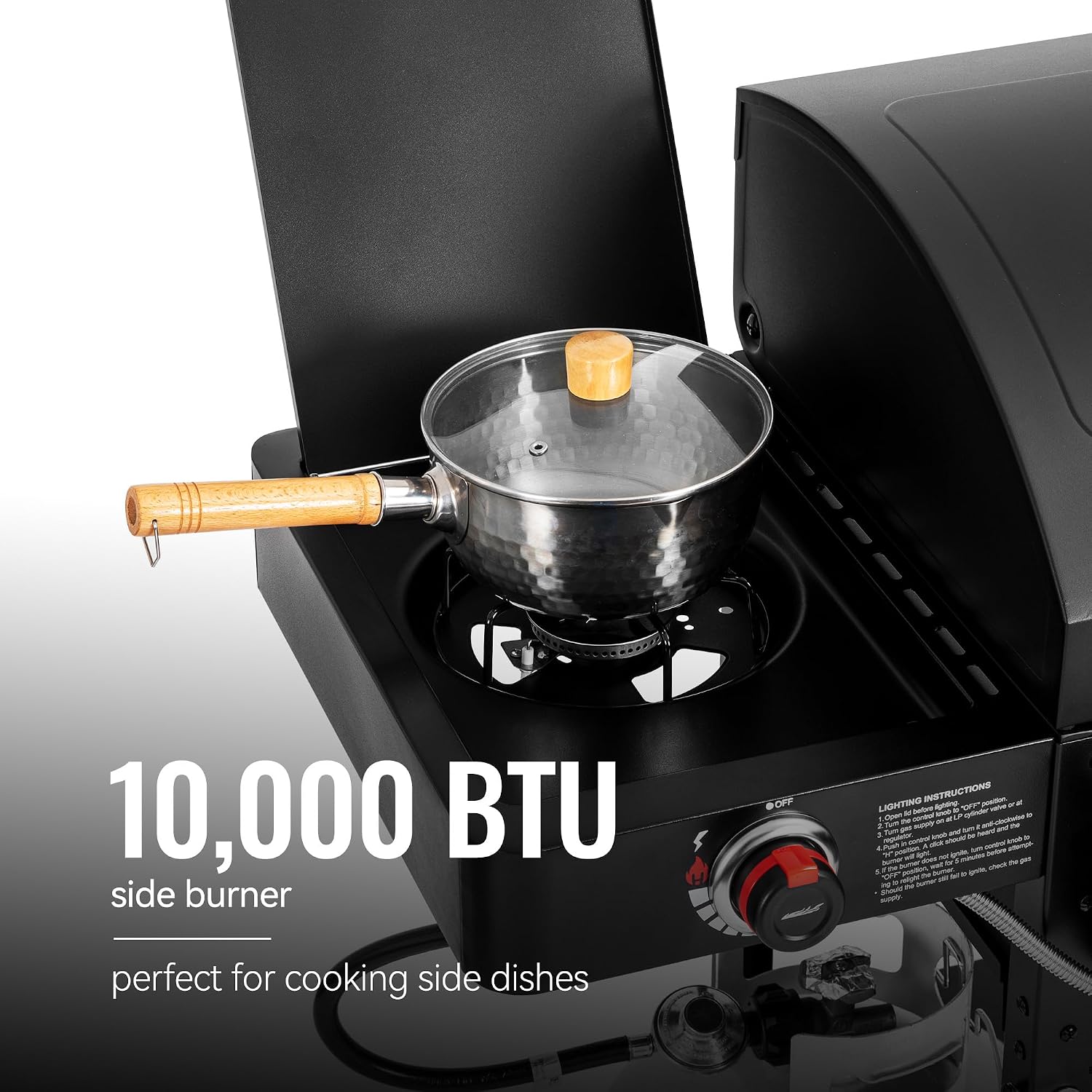 ZH3005 2-Burner Gas and Charcoal Combo Grill with Side Burner, 34,000 BTU Dual Fuel Grill, 823 Sq. In. Cooking Area, for Outdoor Patio Garden Picnic Backyard Cooking, Black