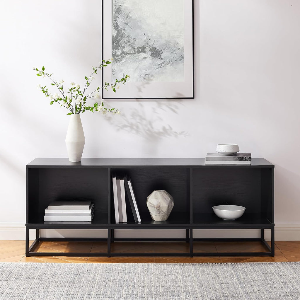 Crosley Furniture Enzo Large Vinyl Record Storage TV Stand and Entertainment Center, Media Console, Black
