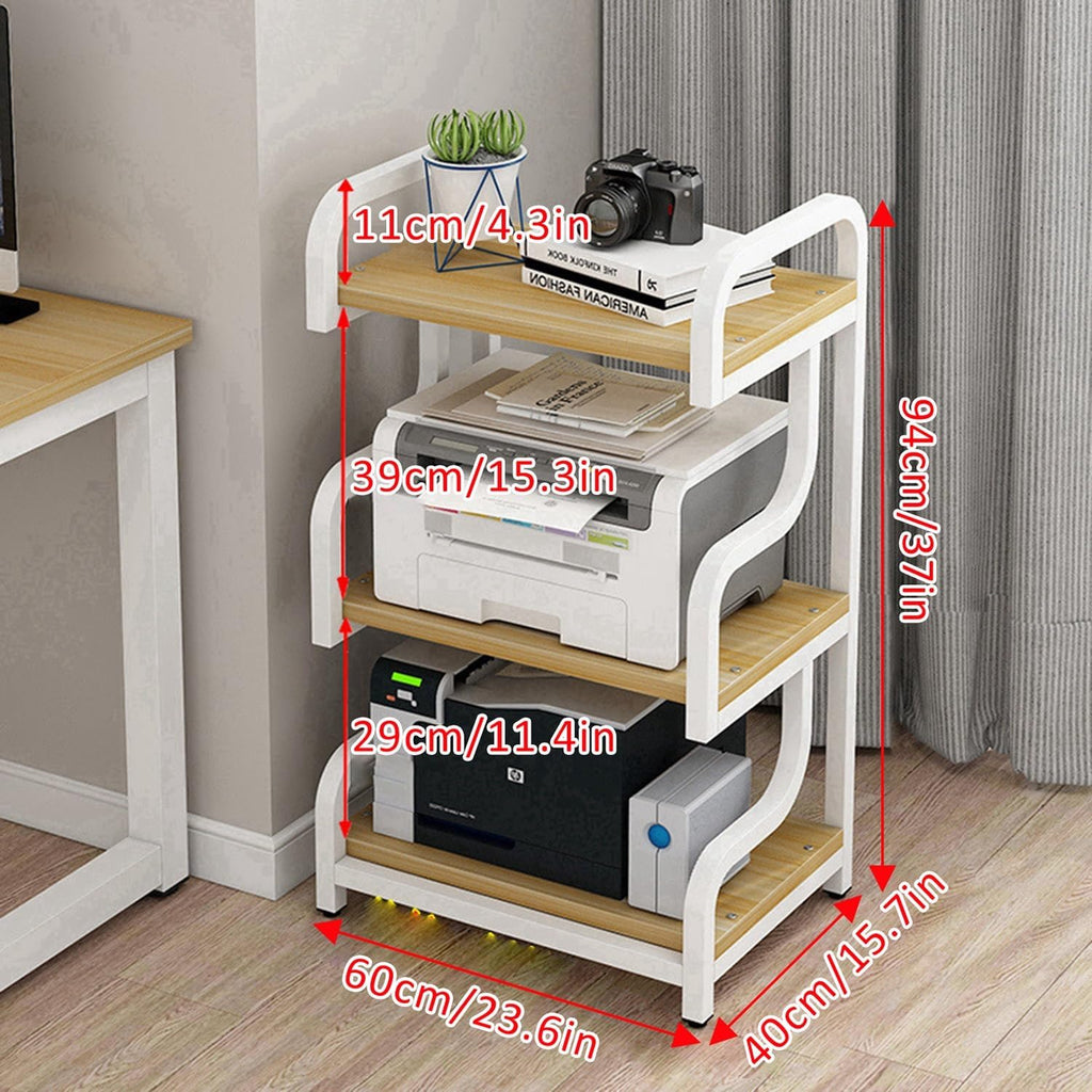 White 3-Tier Media Stand - Floor-Standing Audio Rack & Stereo Cabinet for Living Room, Gaming, & Recording - DVD Display Shelf & AV Equipment Storage Solution