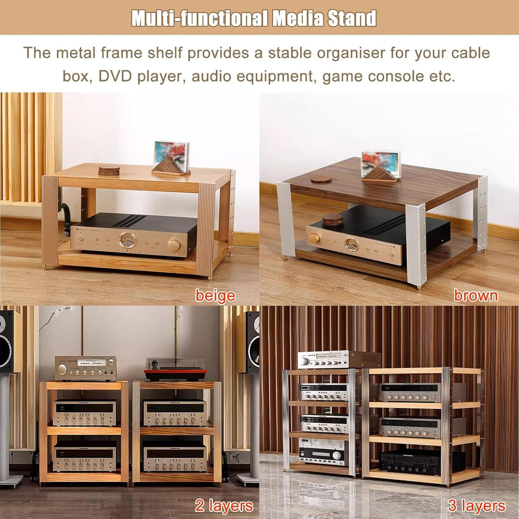 AV Media Shelf for DVD Players - Game Console - TV Box - Cable Box - WiFi Router - Stereo Racks - Audio Equipment Stands Professional 16 22 32in - 1/2/3-Tier(1 Tier)