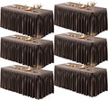 PARTISKY 6 Pack Chocolate Tablecloths for Rectangle Tables 8ft, Wrinkle Resistant Spandex Table Cover Fitted Stretch Table Cloth with Pleated Ruffle Skirts for Party Banquet Dining Birthday Wedding