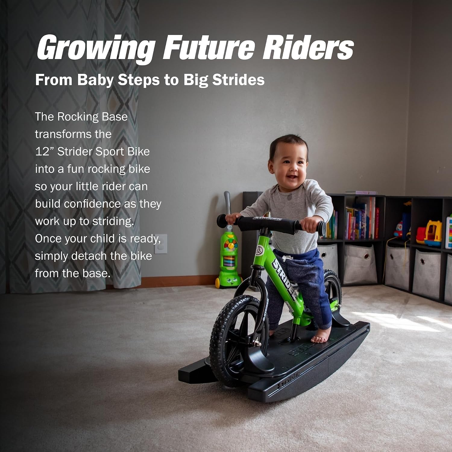 Strider Sport 2-in-1 Rocking Bike - Helps Teach Baby How to Ride a Balance Bicycle - for Kids 6 Months to 4 Years - Easy Assembly & Adjustments