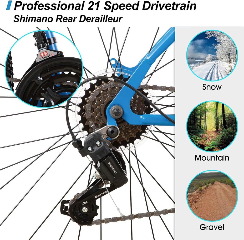 HILAND Adult 26 Inch Mountain Bike, Mens Womens Bicycle, High-Carbon Steel Frame Mountain Bicycle, Sport MTB for Adults, Multi-Color