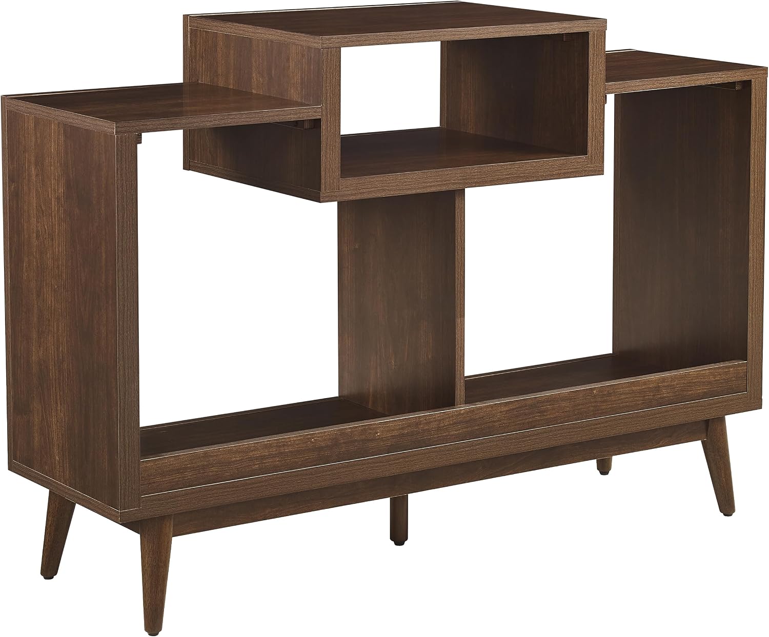 Crosley Furniture Nashville Mid Century Modern Console Record Player Stand, Stores Up to 220 Vinyl Records, Medium, Brown