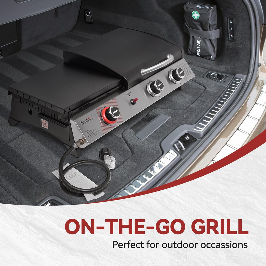 Royal Gourmet PD1305H 3 Burner Propane Gas Grill and Griddle Combo with Lid, 3-in-1 Grill Griddle Combo with 29,000 BTUs Output for Outdoor Cooking, 364 Sq. In. Cooking Area, Silver & Black