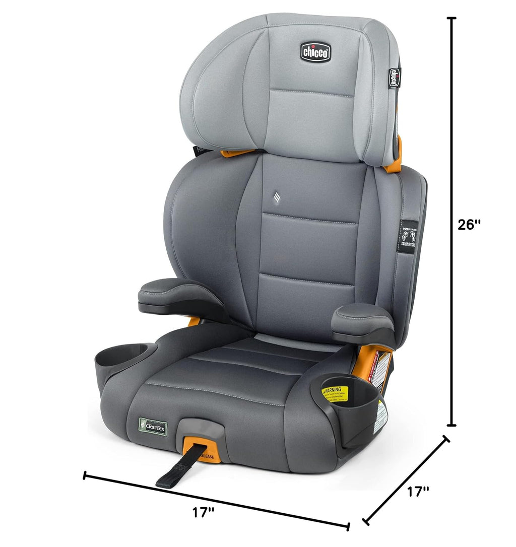 Chicco KidFit ClearTex Plus 2-in-1 Belt-Positioning Booster Car Seat, Backless and High Back Booster Seat, for Children Aged 4 Years and up and 40-100 lbs., Drift/Grey