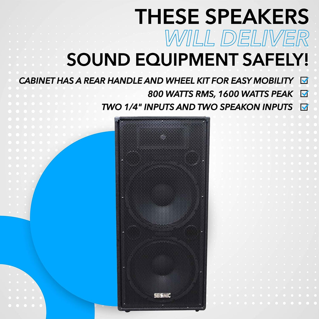 Seismic Audio FL-155PC-Single Dual Premium 15-Inch PA/DJ Speaker Cabinet with Titanium Horn 800-Watts RMS