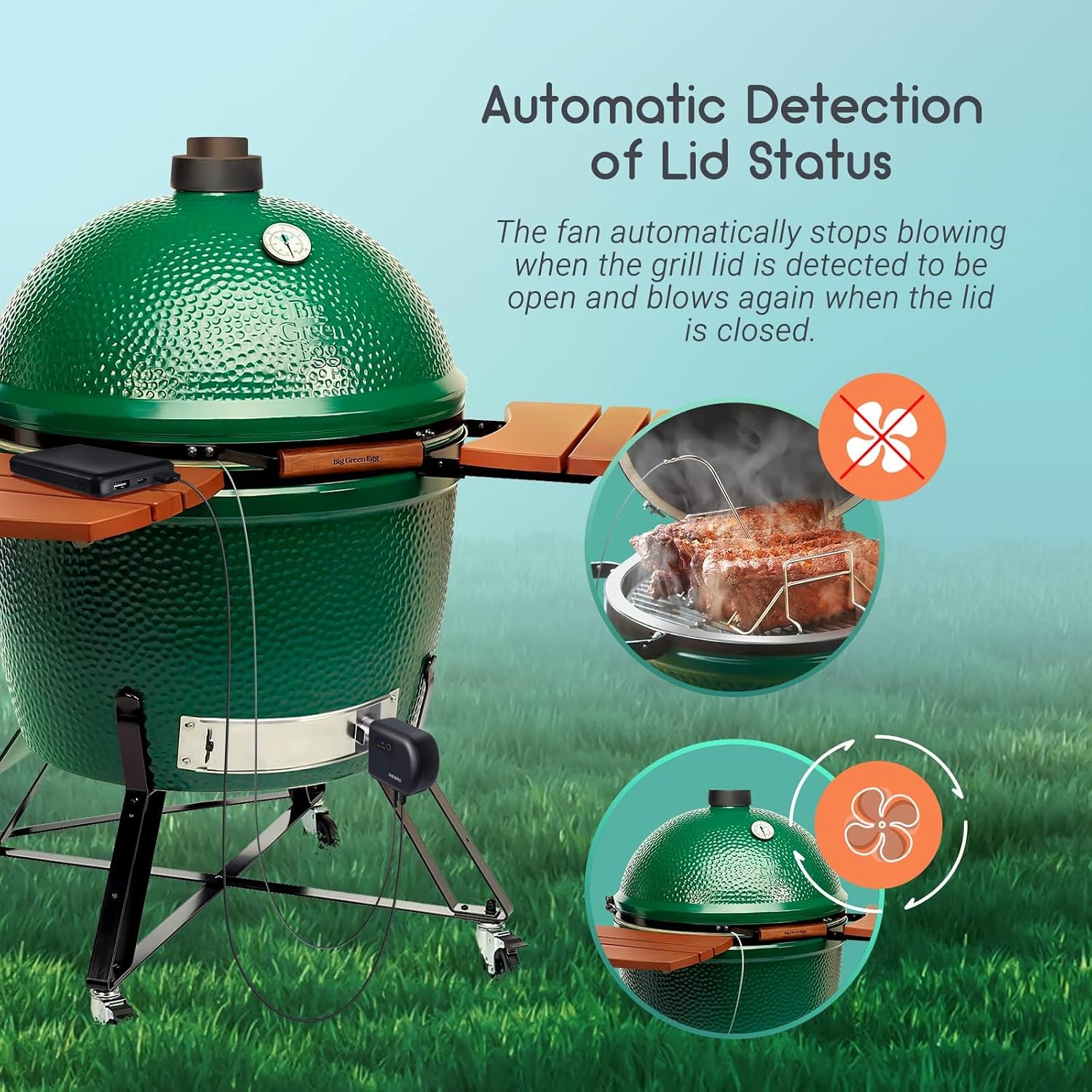 BBQ Temperature Controller Kit, Inkbird WiFi & Bluetooth Automatic Smoker Fan Controller, 3 Meat Probes & 1 Oven Probe, Build-in 5.0m/S High Efficient Fan for Ceramic Smokers, Kamado, Vision Grill