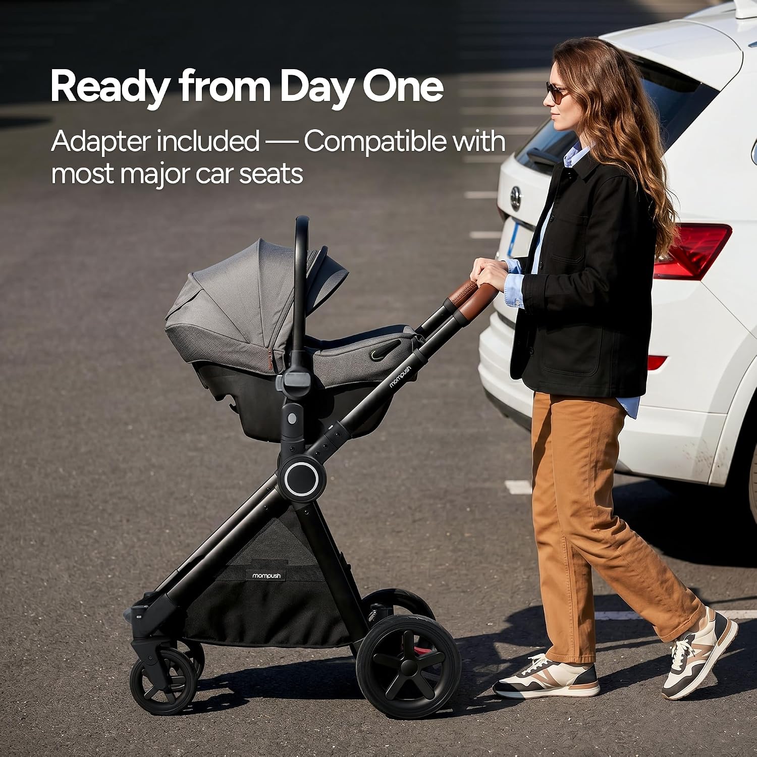 Mompush Ultimate2 Baby Stroller, Premium Convertible Full-Size Stroller for Toddler, Reversible Seat with One Hand Recline Adjustment, Car Seat Adapter Included