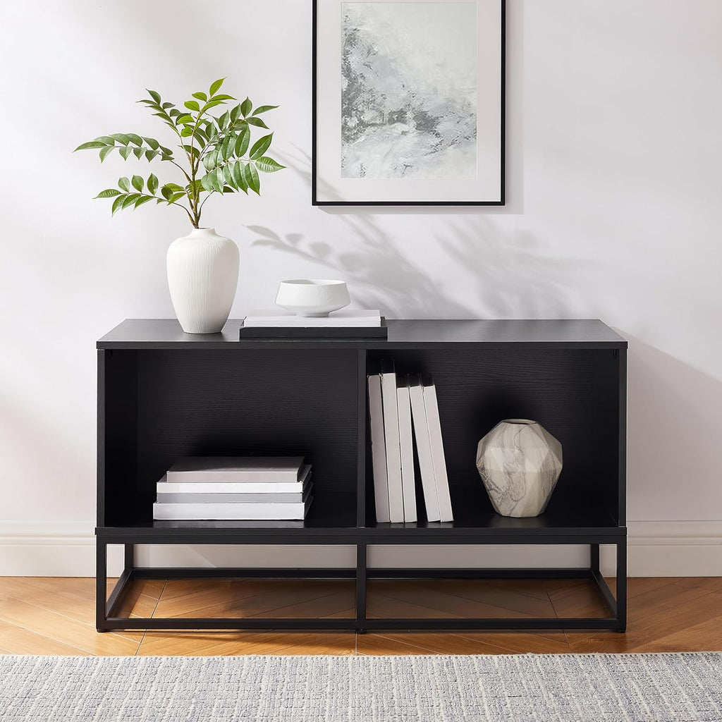 Crosley Furniture Enzo Medium Vinyl Record Storage TV Stand and Entertainment Center, Media Console, Black