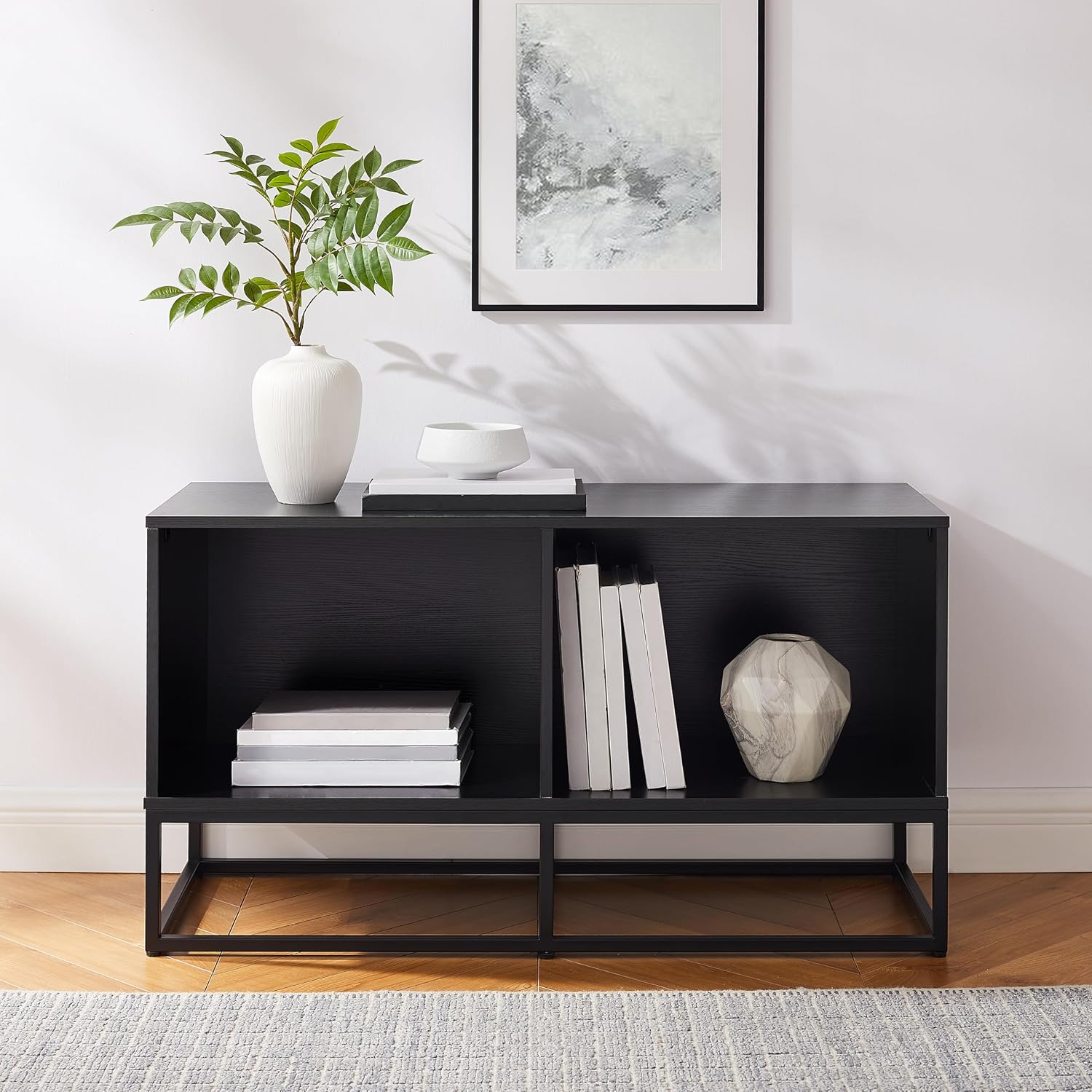 Crosley Furniture Enzo Medium Vinyl Record Storage TV Stand and Entertainment Center, Media Console, Black