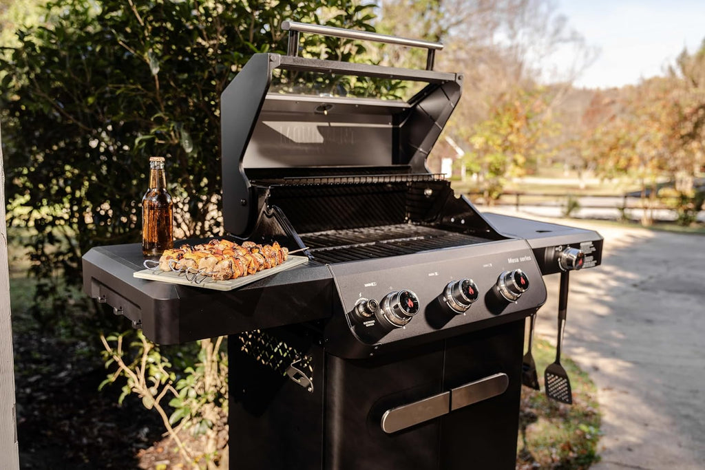 Monument Grills Mesa Series, 3+1 Outdoor Barbecue Stainless Steel Propane Gas Grill, 3 Burners & 1 Side Burner 48,000 BTU Patio Garden Grill with Knob Controls, Mesa325, Black