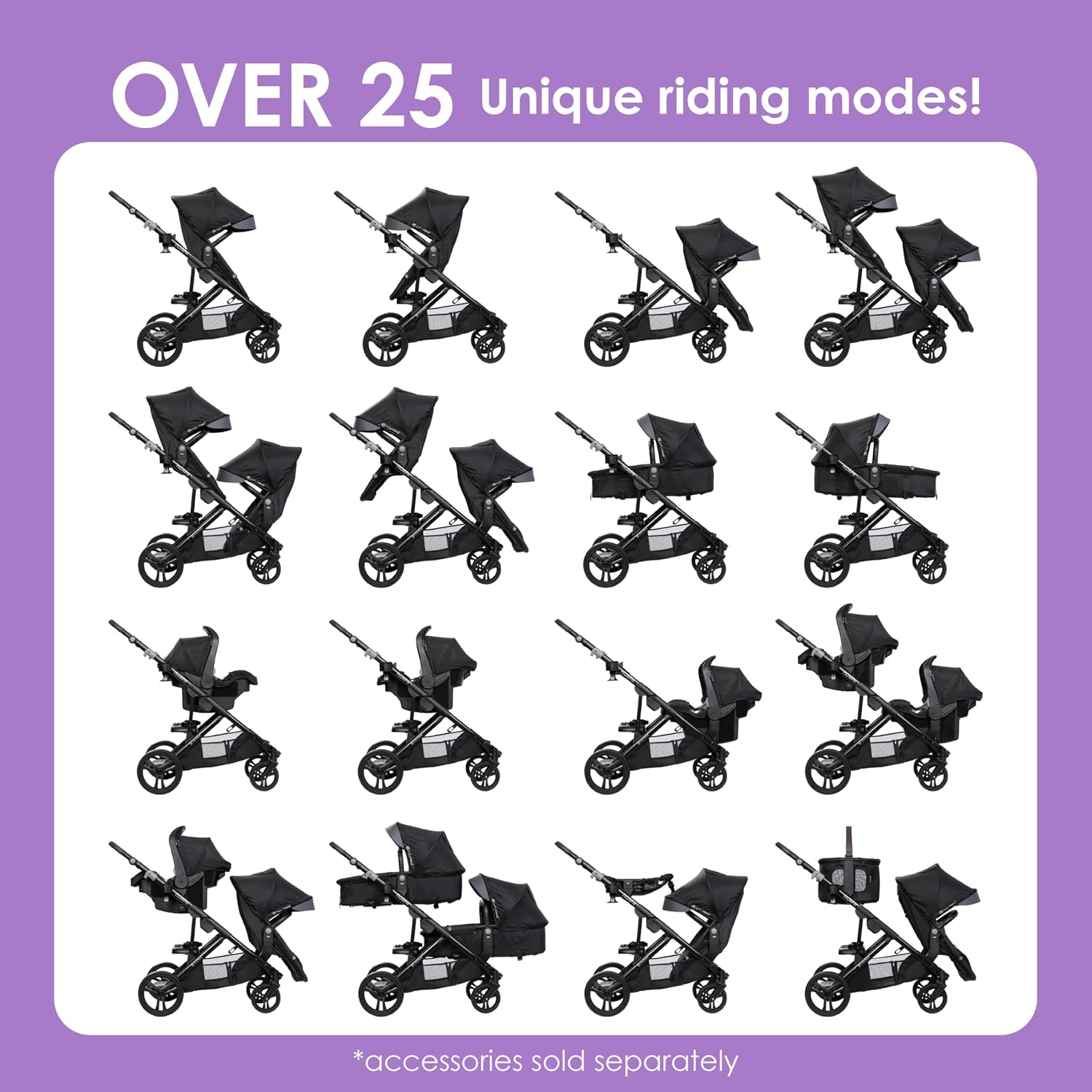Baby Trend Morph Single to Double Modular Stroller, Dash Black