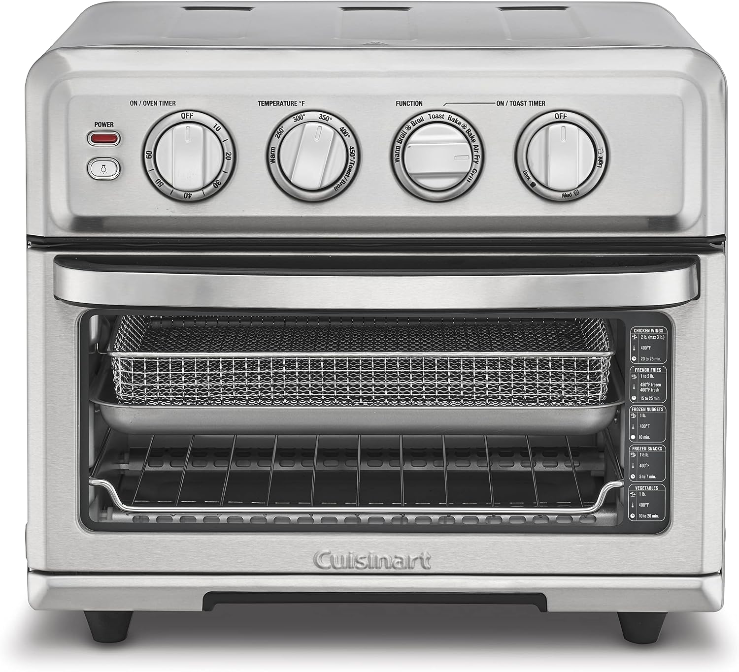 Cuisinart Air Fryer + Convection Toaster Oven, 8-1 Oven with Bake, Grill, Broil & Warm Options, Stainless Steel, TOA-70 & CPT-180WP1 4-Slice Metal Classic Toaster, White/Stainless Steel