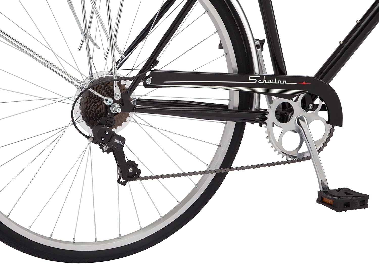 Schwinn Wayfarer Hybrid Bike, 700c Mens and Womens Bike, 7-Speed Hybrid Bicycle, Retro Steel Frame, Front and Rear Linear Pull Brakes, Fenders, Cargo Space, Adult Bicycle