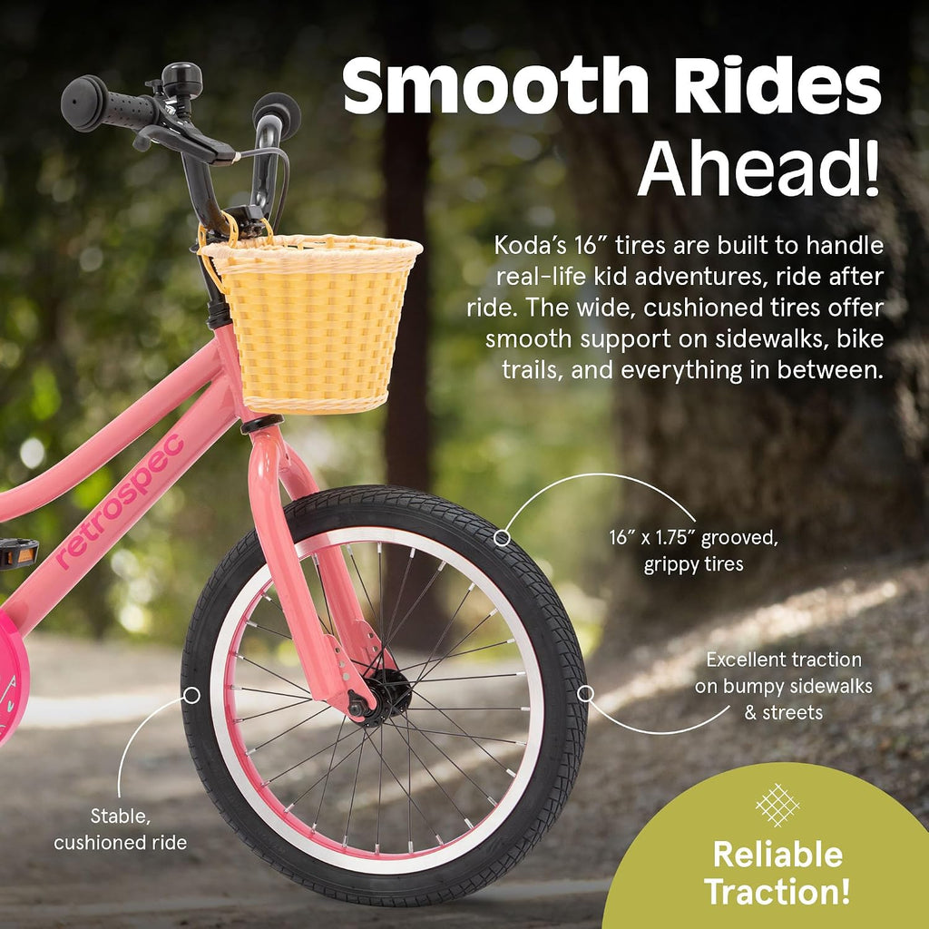 Retrospec Koda Plus Kids Bike for Boys & Girls Ages 4-6 Years - Children's Bicycle, Adjustable Seat & Handlebars
