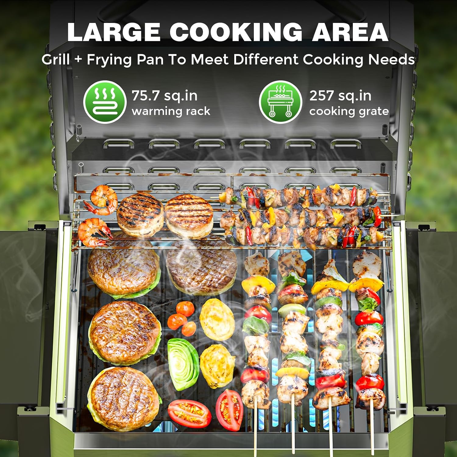 2-Burner Gas Grill, Stainless Steel 160,00 BTU BBQ Grill with Foldable Side Shelves & Storage Shelf – Ideal Propane Grill for Outdoor Barbecues, Patio Gatherings, and Camping