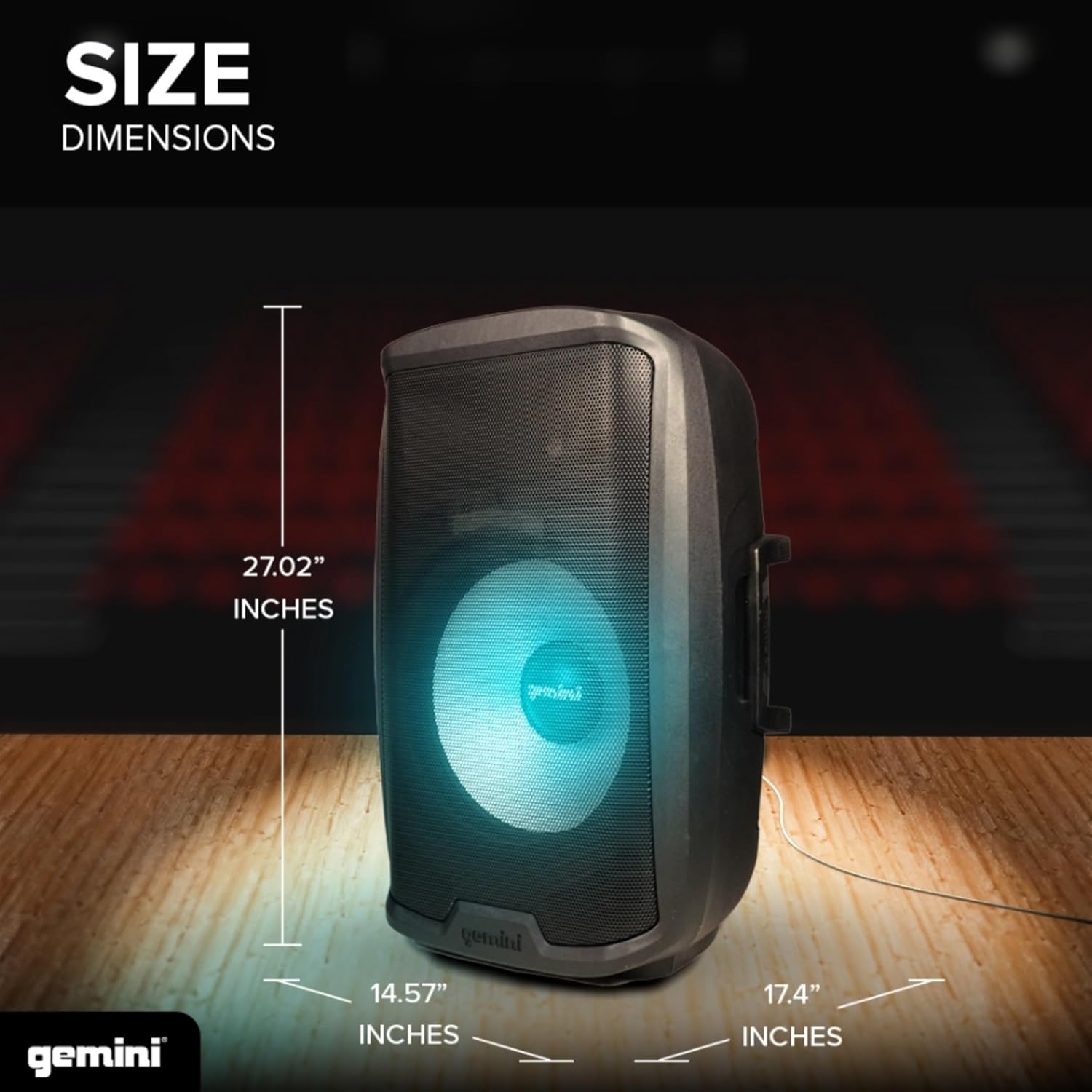 Gemini 120W Bluetooth PA Speaker w/Stand – 15' DJ Loudspeaker System with LED Lights, USB/SD/FM, Wireless Stereo Pairing, Mic, EQ, Remote & Pro Audio Inputs – Portable Party Sound (AS-2115BT-LT-PK)
