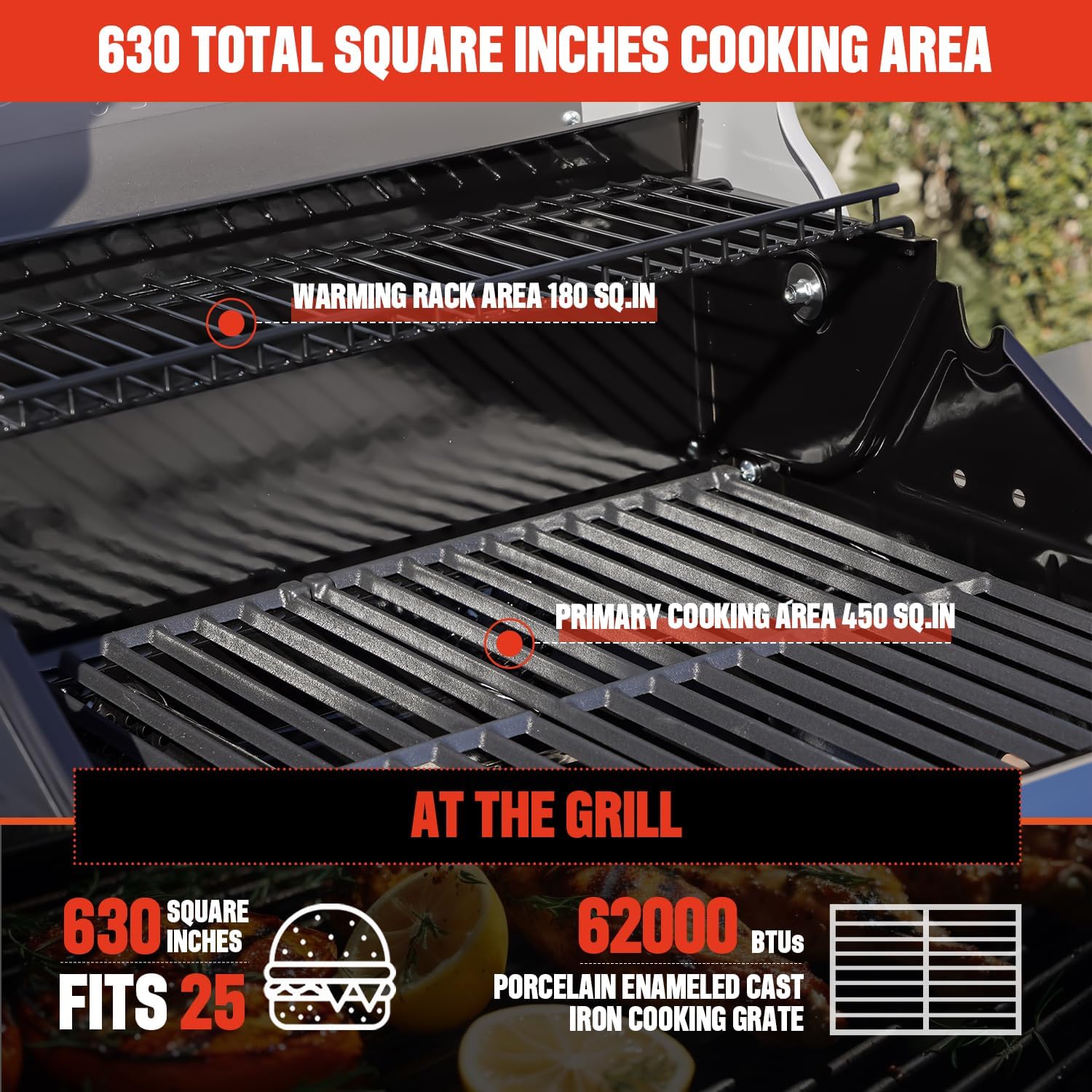 Monument Grills Mesa Series, 4+1 Outdoor Barbecue Stainless Steel Propane Gas Grill, 4 Burners & 1 Side Burner 62,000 BTU Patio Garden Barbecue Grill with Knob Controls, Mesa415BZ