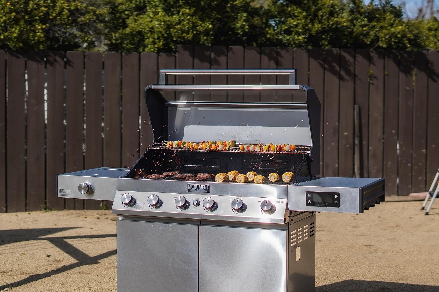 Monument Grills Denali Series, 6+1 Convertible Natural Gas Smart bbq Grill, 6 Burners & 1 Side Burner Stainless Steel Denali 605 with Smart Technology, Knob Controls (Without Conversion Kit)