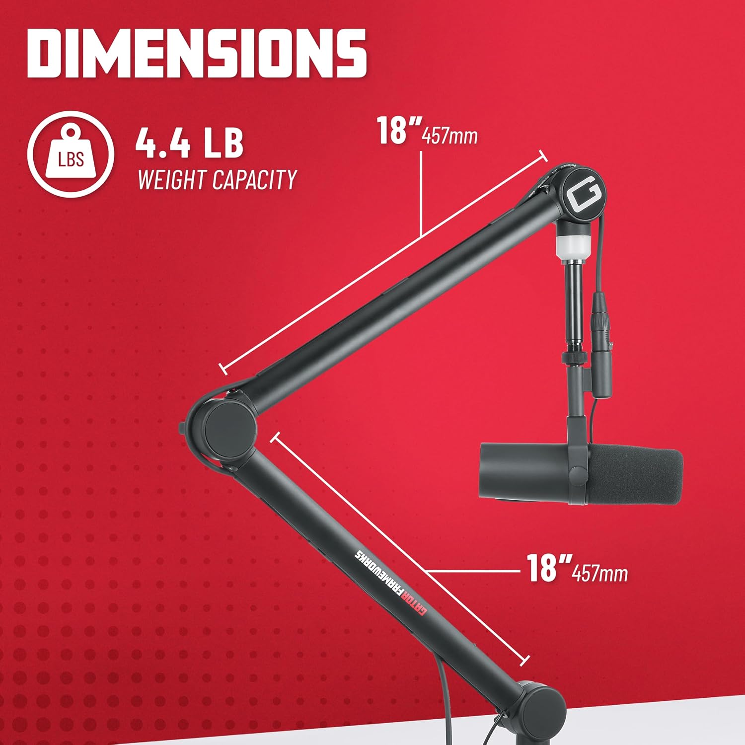 Gator Frameworks Professional Desktop Broadcast/Podcast Microphone Boom Stand with On-Air Indicator Light, Blue,Violet, & Red (GFWMICBCBM4000)