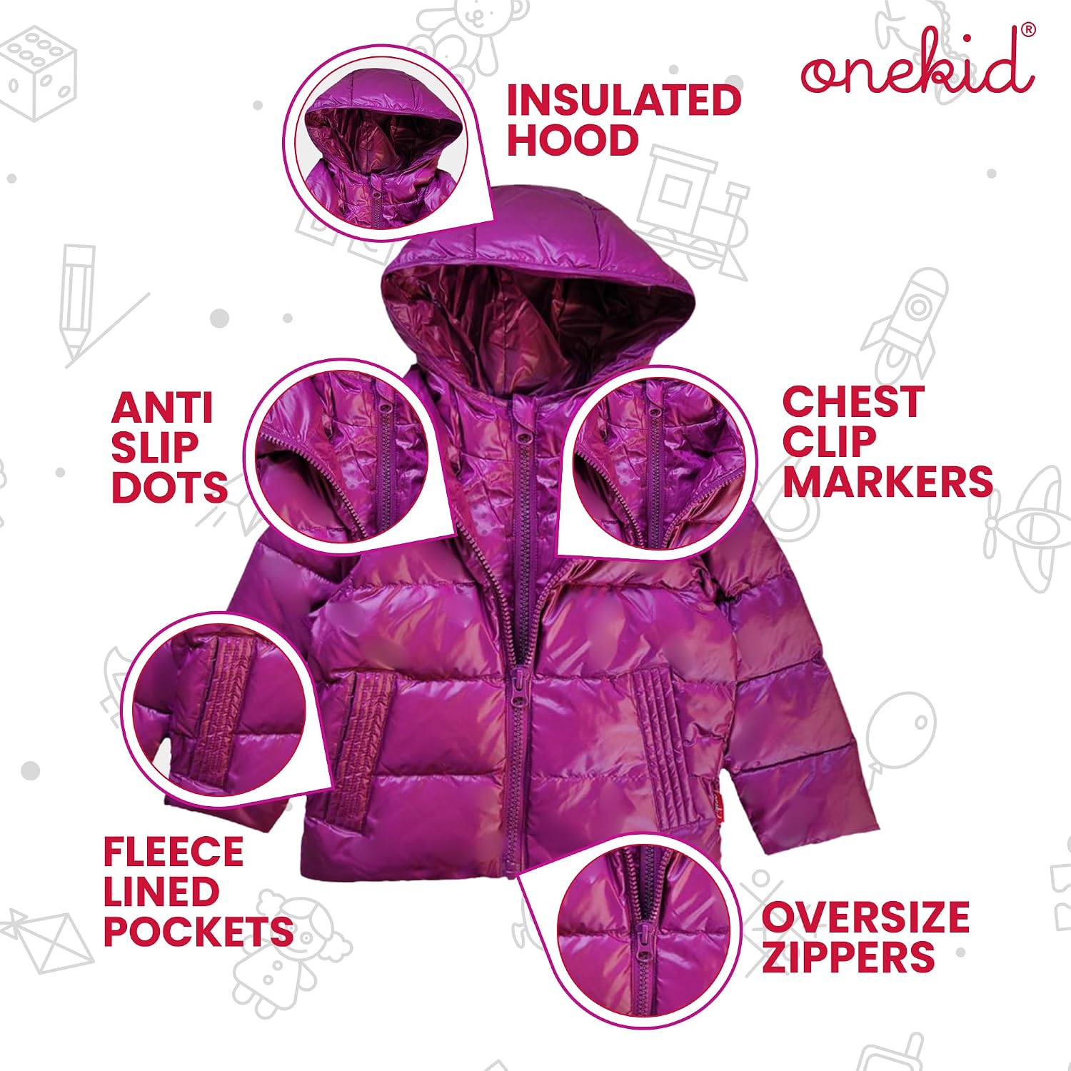 ONE KID The Road Coat Down | Car Seat Safe Winter Jacket | Crash Tested | Unisex | 12 Months-8 Years