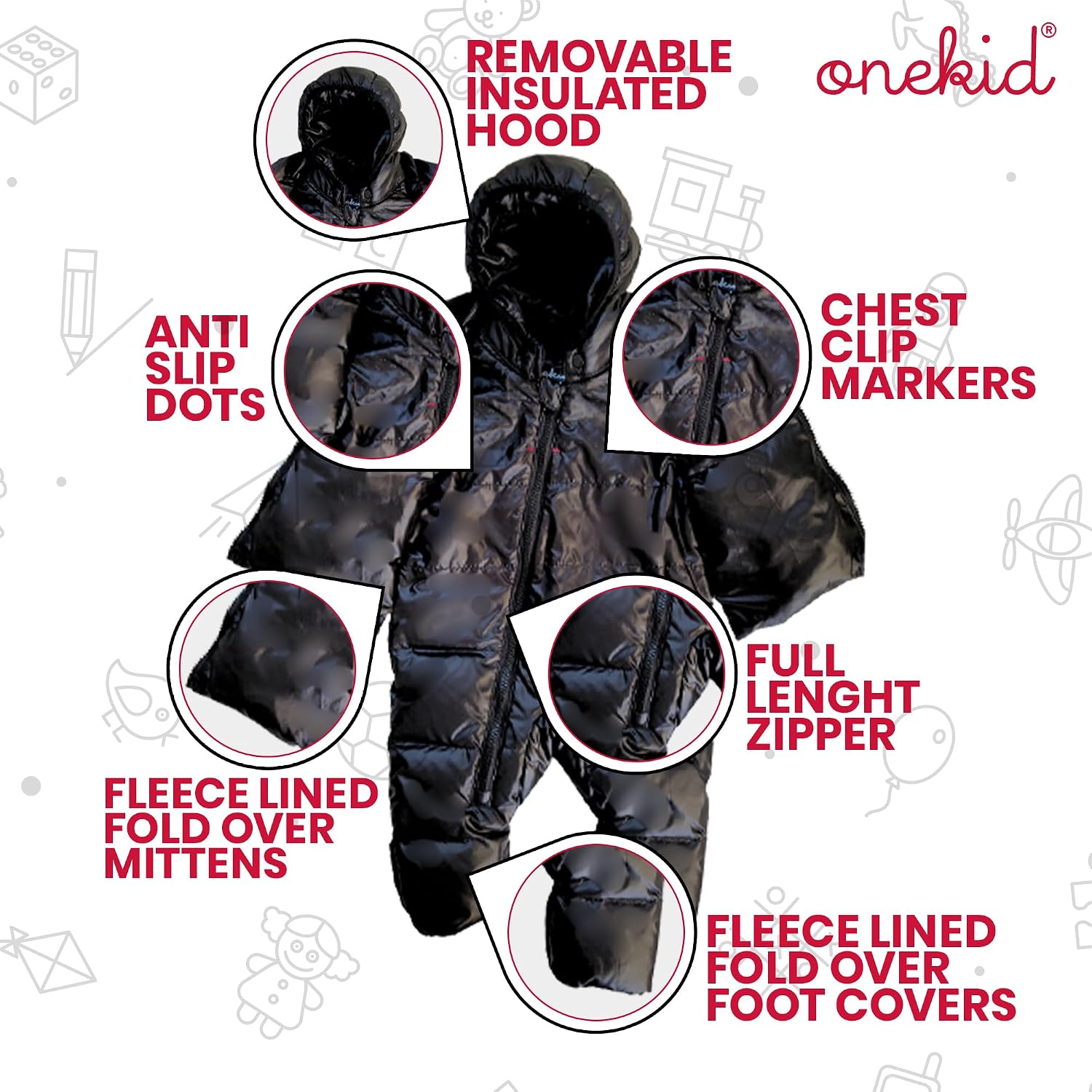 ONE KID The Road Coat Premium Snow Suit | Car Seat Safe Winter Jacket for Infants & Toddlers | Crash Tested, Easy In & Out