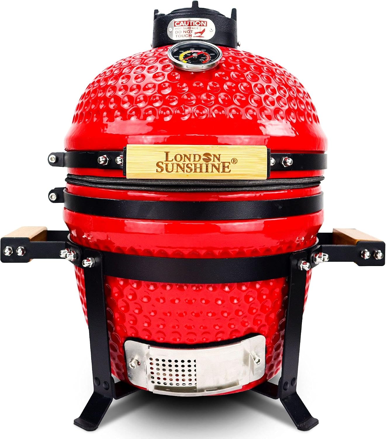 London Sunshine Ceramic BBQ Charcoal Kamado Grill 13 inch Portable Tabletop BBQ Grill Red