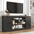 Hlivelood 75' Farmhouse TV Stand with Power Outlets for 85 Inch TVs, 33' Tall Entertainment Center with Storage Cabinets w/Adjustable Shelves, Rustic Large TV Media Console, Black