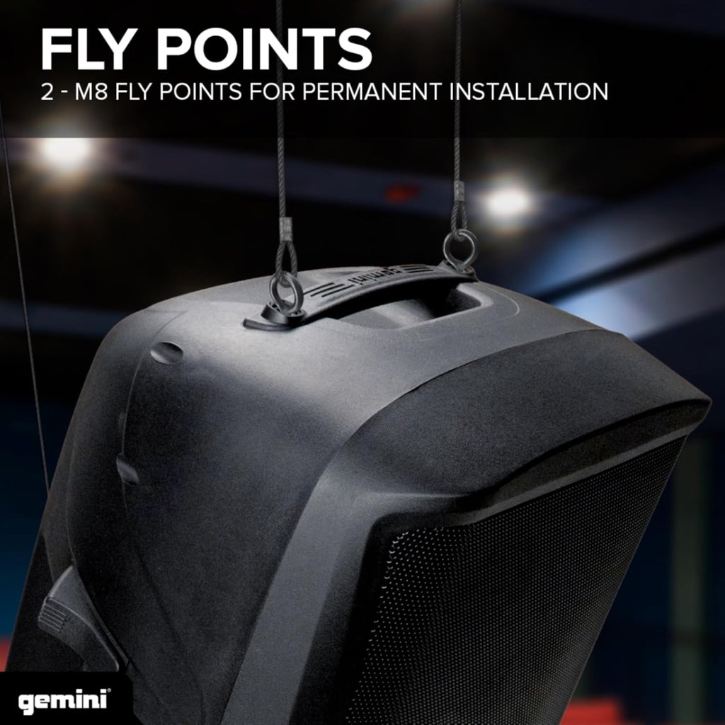 Gemini 120W Bluetooth PA Speaker w/Stand – 15' DJ Loudspeaker System with LED Lights, USB/SD/FM, Wireless Stereo Pairing, Mic, EQ, Remote & Pro Audio Inputs – Portable Party Sound (AS-2115BT-LT-PK)