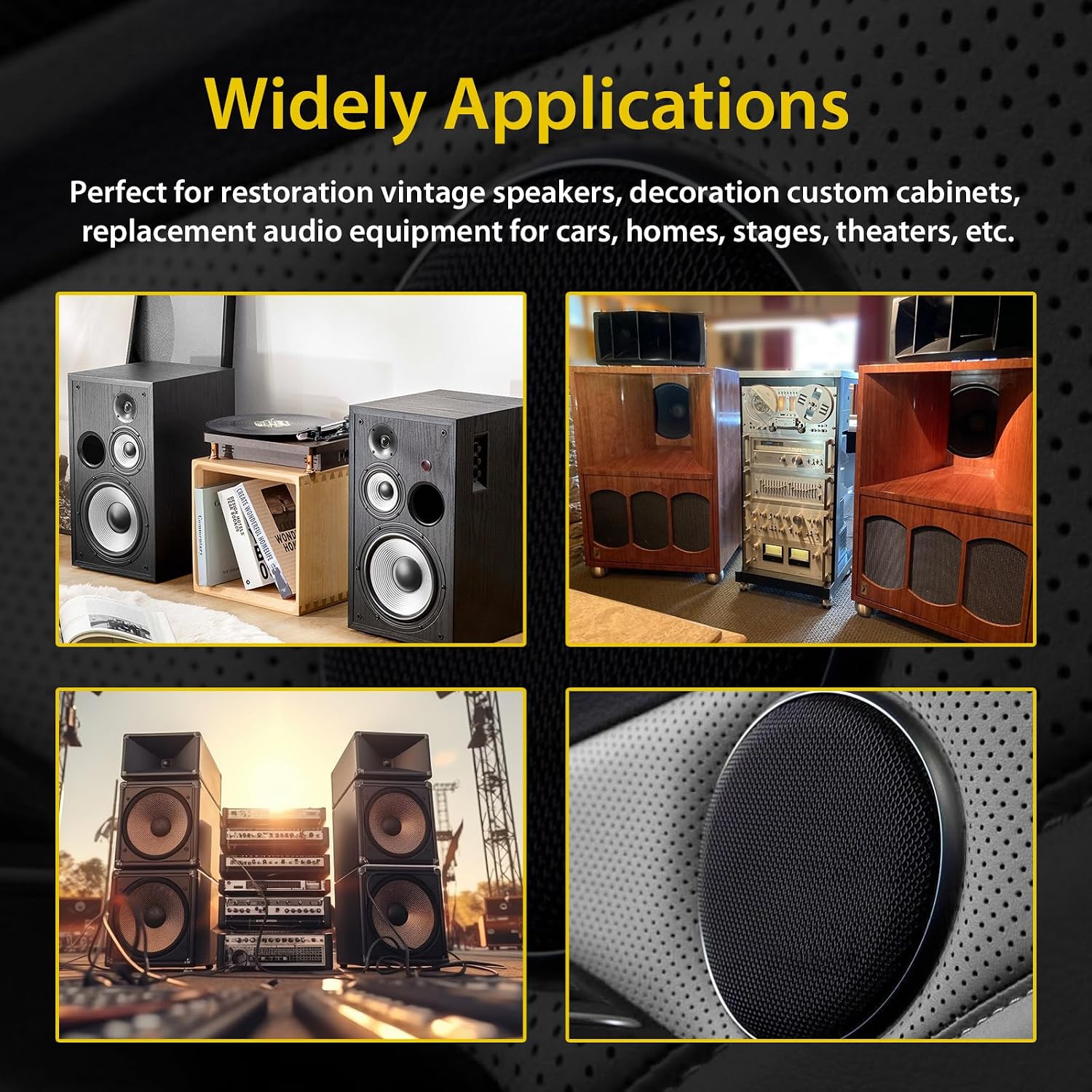 10yard Acoustic Mesh Fabric, Transparent Acoustic Grill Cloth, Breathable for Replacement Speaker Grill Cloth Furniture Upholstery DIY Projects Renovation Speaker Cabinets Black (360' x 54')